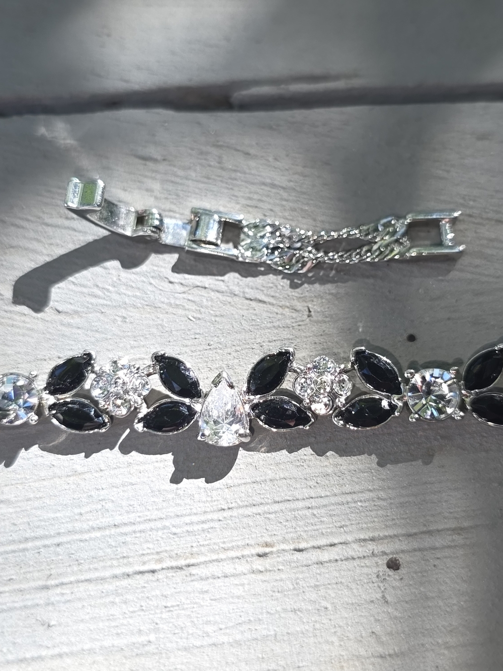 Vintage Monet Crystal Double Chain Necklace With Extender.